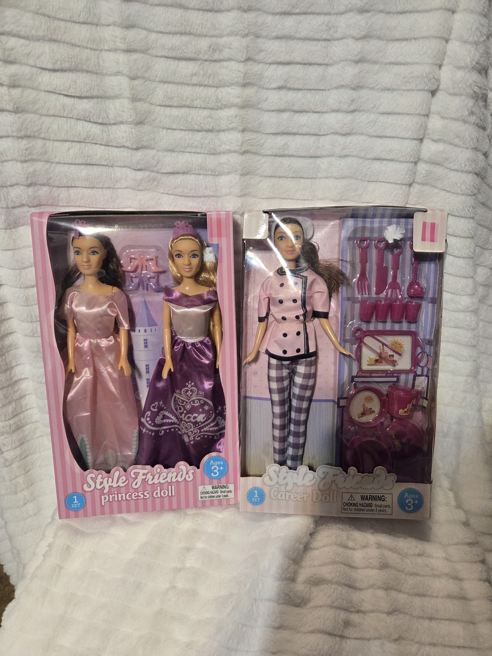 Nib Pink Princess & Career Doll Set - Pink and Purple Lot Of 2